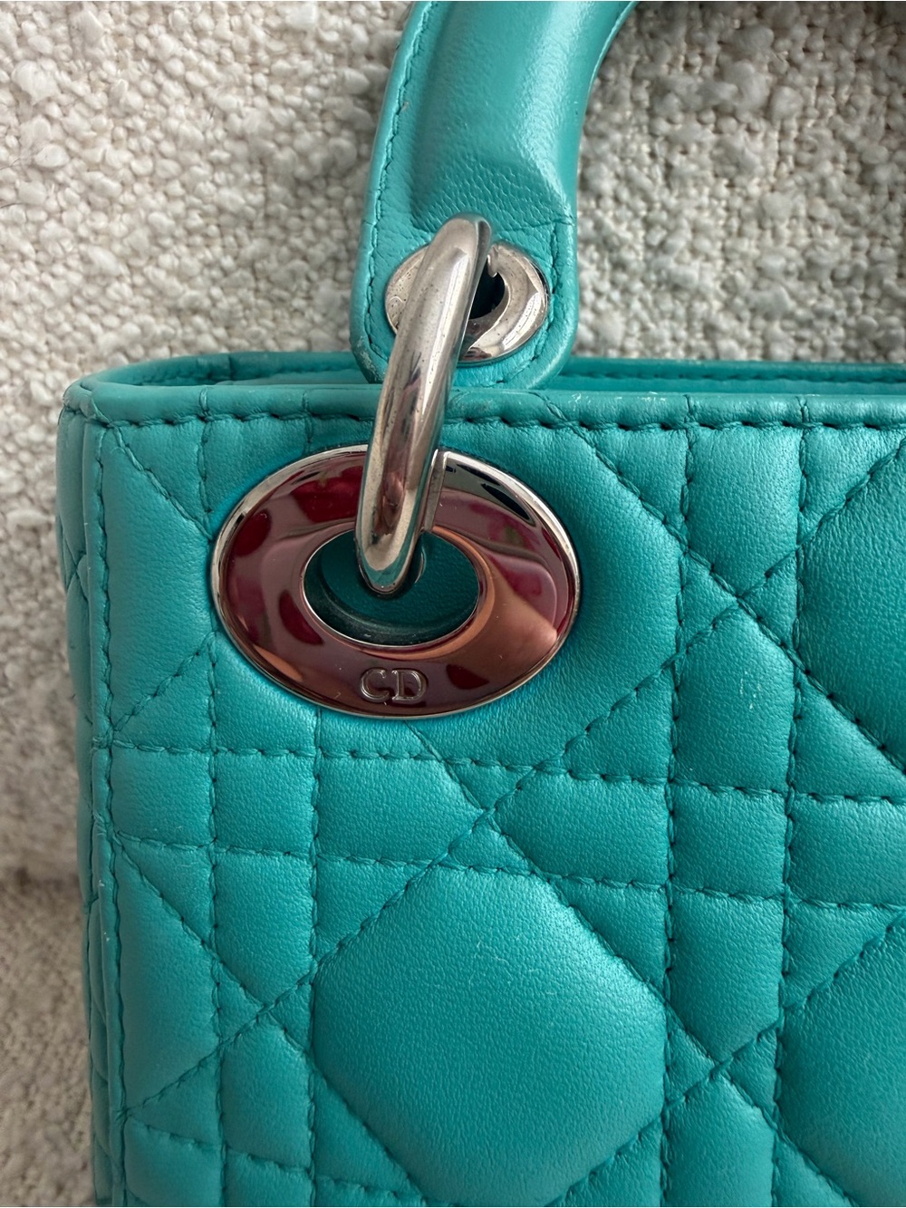 Lady Dior Mini Bag in Teal - Picture 7 of 16
